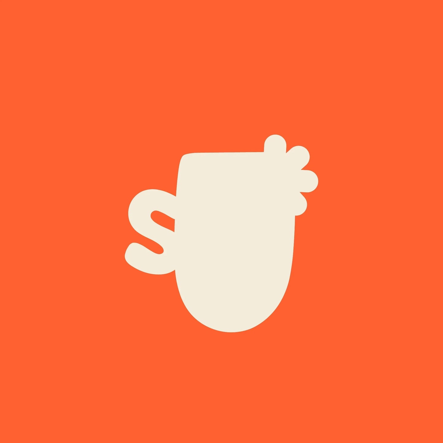 Taza de cerámica artesanal Hecho por Su, ilustración beige, fondo naranja, personalizada y pintada a mano.